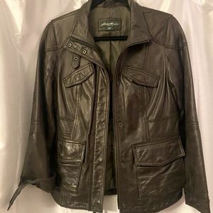 Eddie Bauer Women’s Dark Brown Lamb Leather Jacket Petite Small
